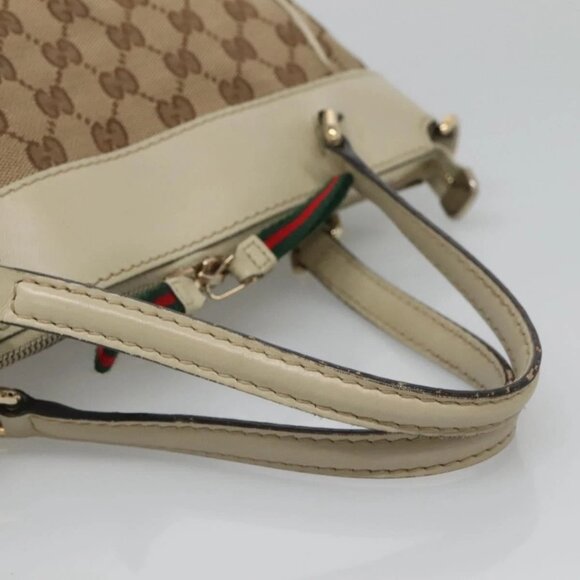 GUCCI GG Canvas Web Sherry Line Hand Bag 2way Beige Gold 269894 Auth BA2226 - Picture 8 of 16